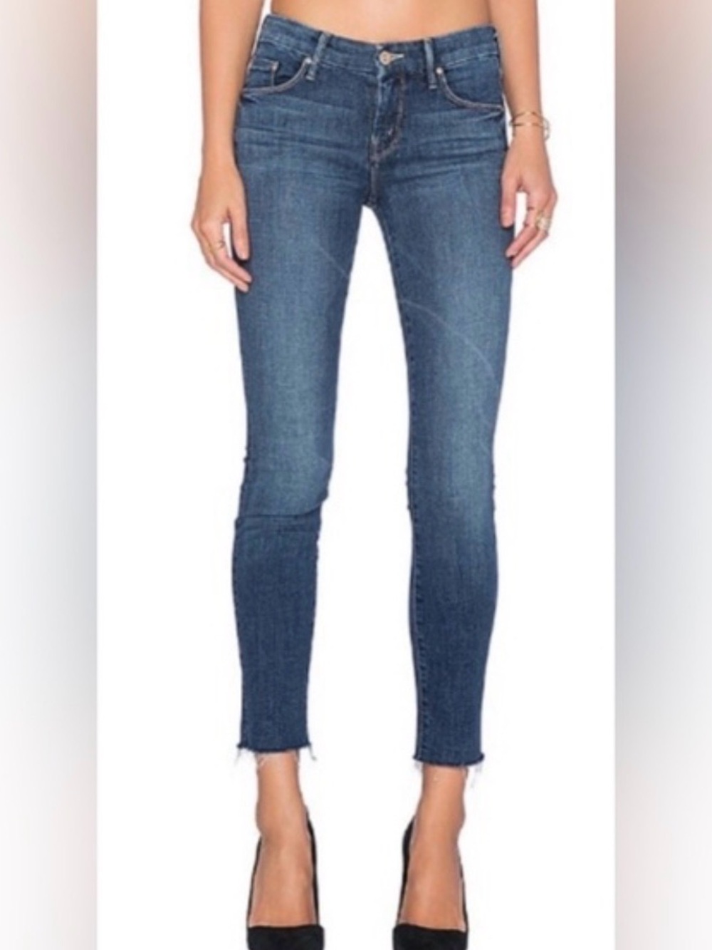 MOTHER Dark Blue Ankle Skinny Jeans